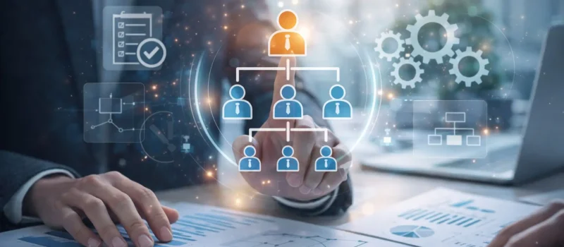 Organizzazione aziendale con ruoli, processi e struttura per migliorare efficienza e controllo
